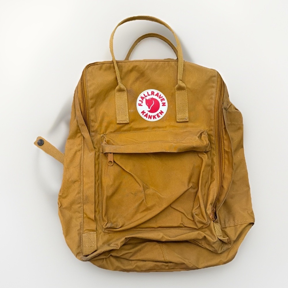 Yellow Fjällräven Kånken Backpack Yellow Brown Handles Utility